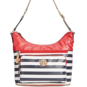 Giani Bernini Canvas Stripe Small Red Hobo Shoulder bag